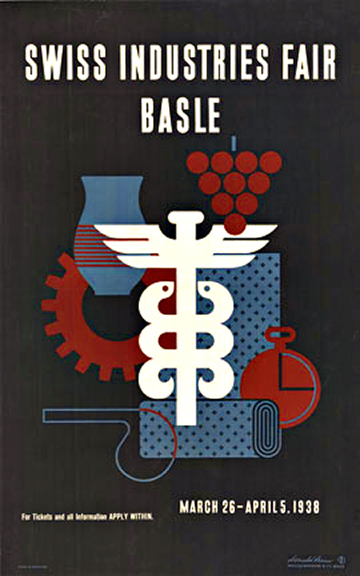 modernsim style poster, Swiss, machines tools, industrial design. Original poster, linen baked, fine condition.