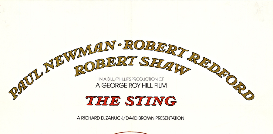 Original, U.S. one sheet theater poster, archival linen backed and ready to frame: <br>The Sting, the classic 1974 George Roy Hill gambling con men crime comedy ("...all it takes is a little Confidence."; "Written by David S. Ward"; Best Director & Best 