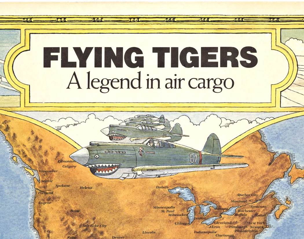 Original linen backed FLYING TIGERS - A legend in air cargo, aviation poster for sale. This poster is part of The Smithsonian National Air and Space Museum. Fly Now: The National Air and Space Museum Poster Collection.