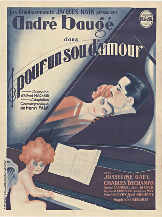 Angle playing a piano, a douple in love, full lithograph, linen backed, rare poster, excellent condition.