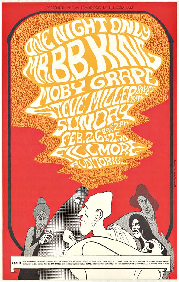original BB King concert poster, rock and roll, music poster, original poster art