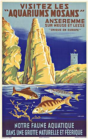 fish, ocean scene, travel poster, French poster, aquarium,