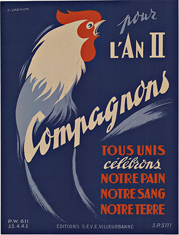 rooster, chicken, french poster, lithograph