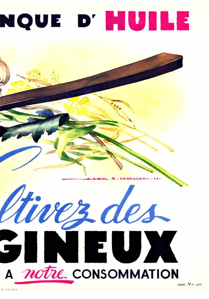 oilive oil, horizontal, French poster, spoon.