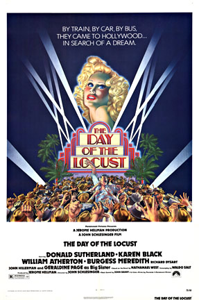 The Day of the Locust movie poster. Starring Donald Sutherland