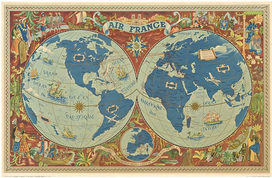 horizontal Ari France, map, globe
