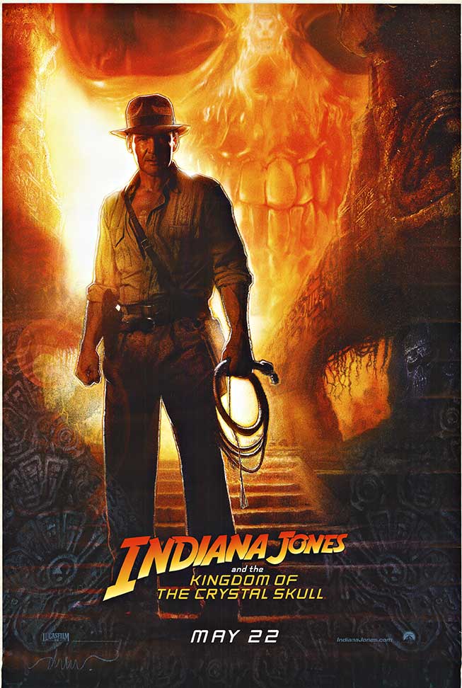 INDIANA JONES & THE KINGDOM OF THE CRYSTAL SKULL advance teaser 1sheet; U.S. theater poster. An Original Vintage Theatrical Unfolded Double-Sided Advance One-Sheet Movie Poster. This poster is not linen backed. <br> <br>Indiana Jones and The Kingdom 