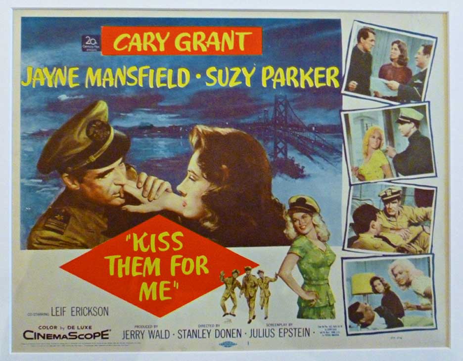 Cary Grant and Jayne Mansfield movie poster for Kiss Them For Me