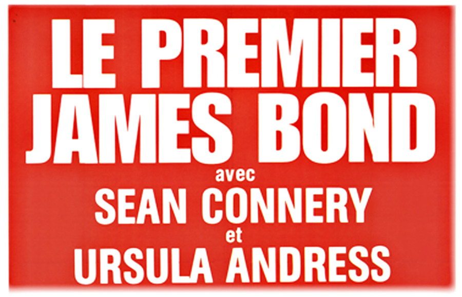 James Bond door panel, narrow format original poster featuring Sean Connery in Dr. No. Original poster, linen backed, excellent condition. James Bond holding a gun.