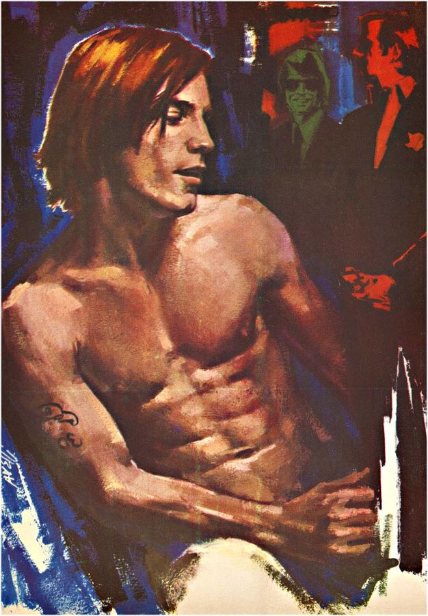 Andy Warhols Flesh Italian size movie poser, nude man with a tatoo on his arm, image is of joe Dallesandro, linen backed original poster, fine condition