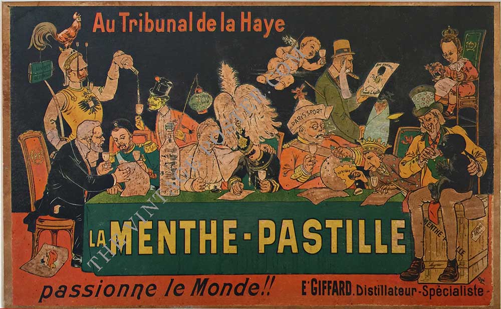 world leaders sitting around a table, turn of the century, French poster