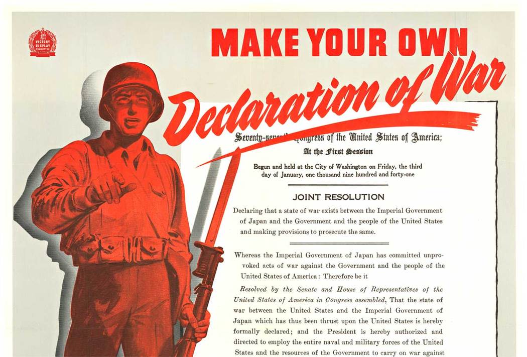 soldier, gun, document, start of WWII, war bonds, original military poster