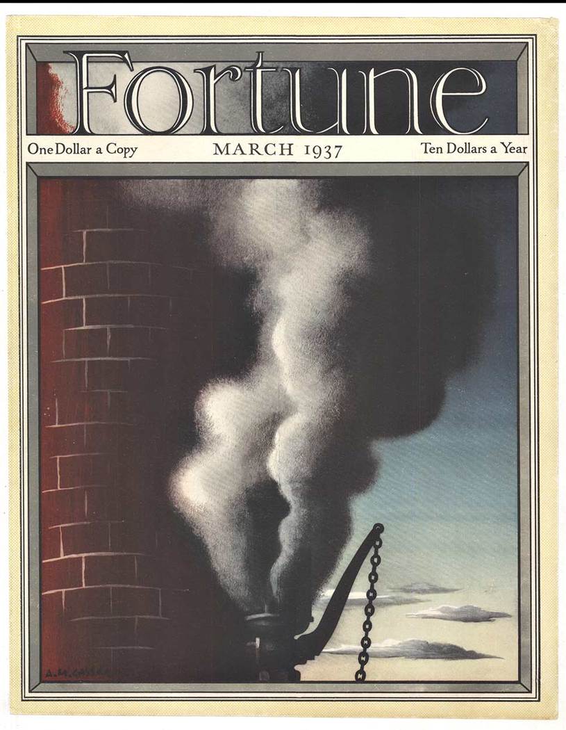 FORTUNE March 1937, size 11" x 14"; 1937; artist: A. M. Cassandre; archival linen backed small format poster. Signed and dated in the plate, lower left. <br> <br> <br>The Great Art Deco Master Cassandre designed the cover for Fortune Magazine as well 