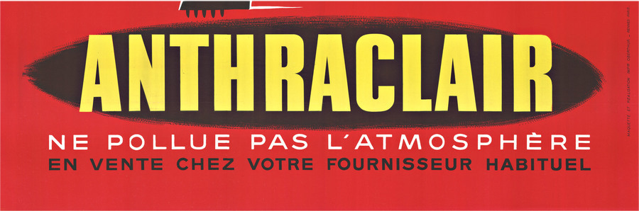 ANTHRACLAIR. Le Combustile Champion, original French vintage poster; 46" x 62" lithograph; acid free archival linen backed and ready to frame. Printer : Oberthur Renne