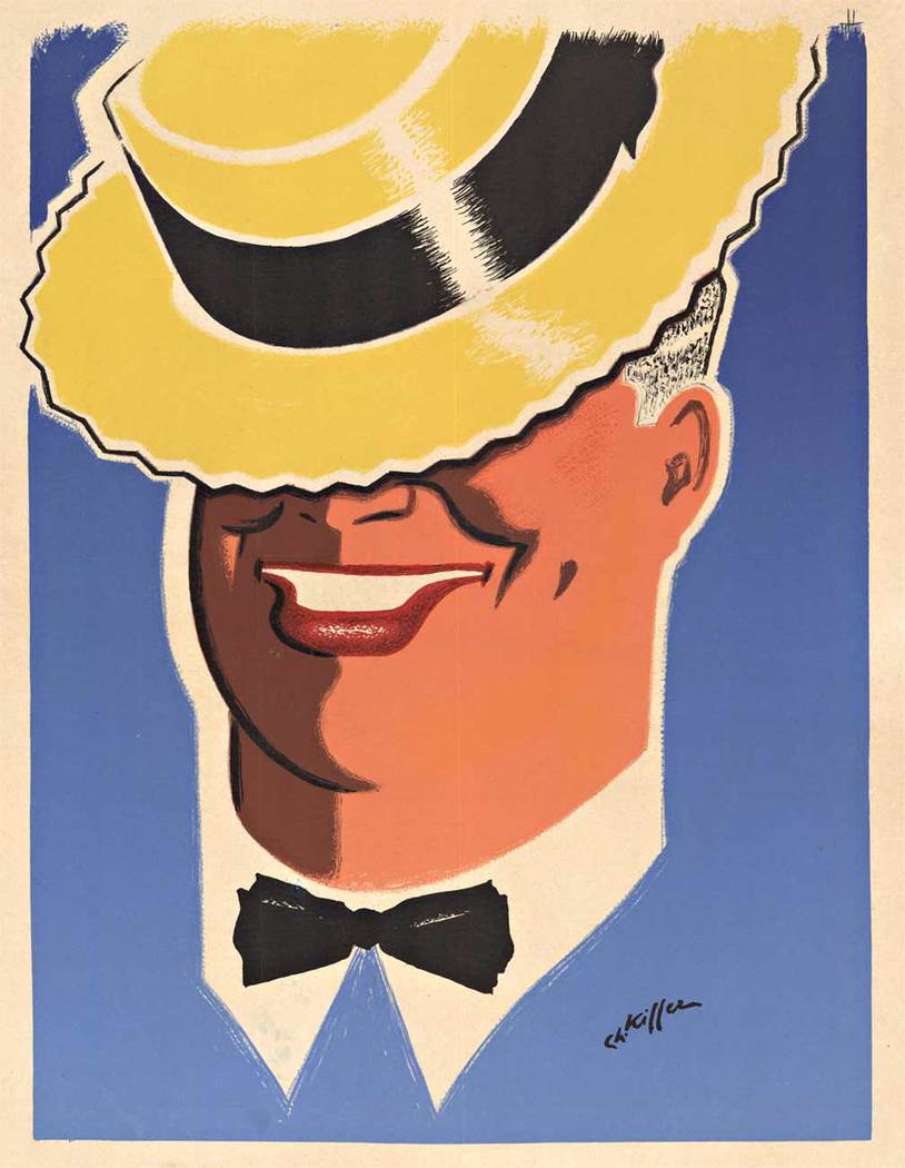 Original Alhambra Theatre Maurice Chevalier lithograph. Artist: Charles Kiffer (1902 - 1992). Size: 19.25" x 27.25". Archival linen backed antique vintage poster; ready to frame. An original lithograph done for the inauguration of the new Alhamb