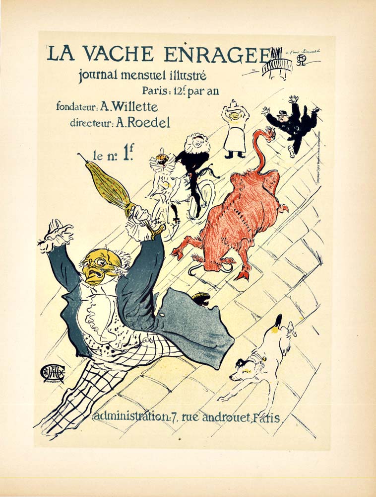 turn of the century, Toulouse Lautrec, small format, running of the bulls, maitre d' affiche, French poster, lithograph