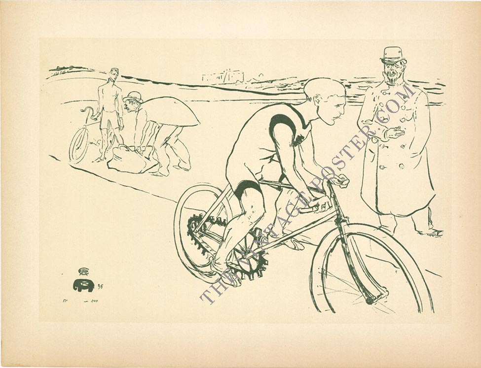 Michael, Henri Toulouse Lautec, Bicycle, Book Plate XXI, Art Nouveau