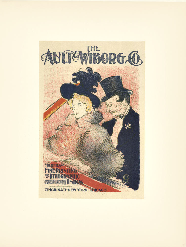 The AULT & WIBORG CO., artist: Henri Toulouse-Lautrec; year: 1951; size: 9.75" x 12.5". Archival linen backed and presented in a 16 " x 20" folder for protection that is also suitable for framing. <br> <br>Printed by Mourlot and Feres; Paris. <br> <b