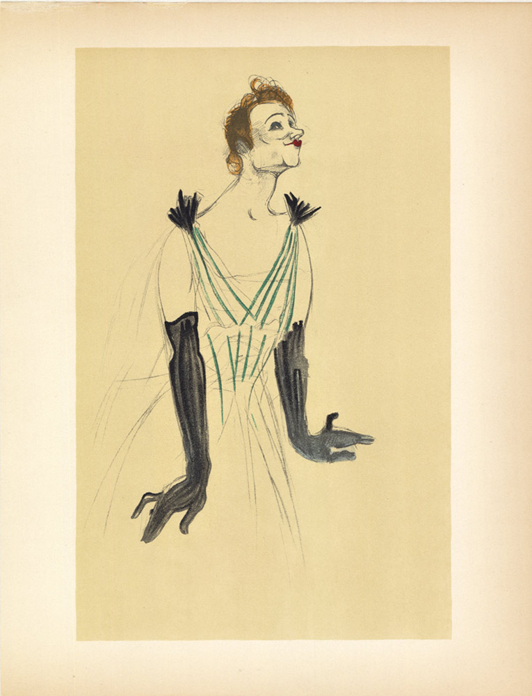 Henri Toulouse-Lautrec did this piece. It resembles a drag queen looking for a kiss.