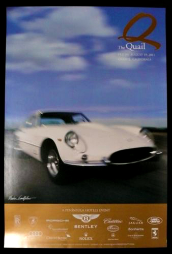 The Quail motorsport event. Artist: Winston Goodfellow. Features JAGUAR E-Type. Size: 24" x 36". Year: 2011 <br> <br>2011 Quail Motorsports Gathering poster with a wonderfully blurred Winston Goodfellow photo. The 2011 event celebrated the Fer