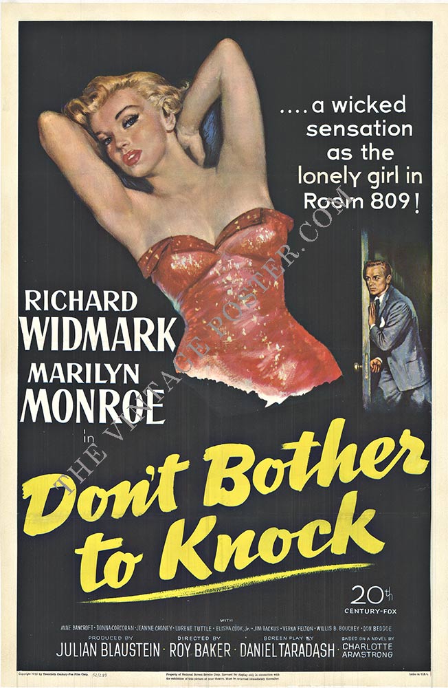 Don’t bother to Knock. A movie poster from 1952