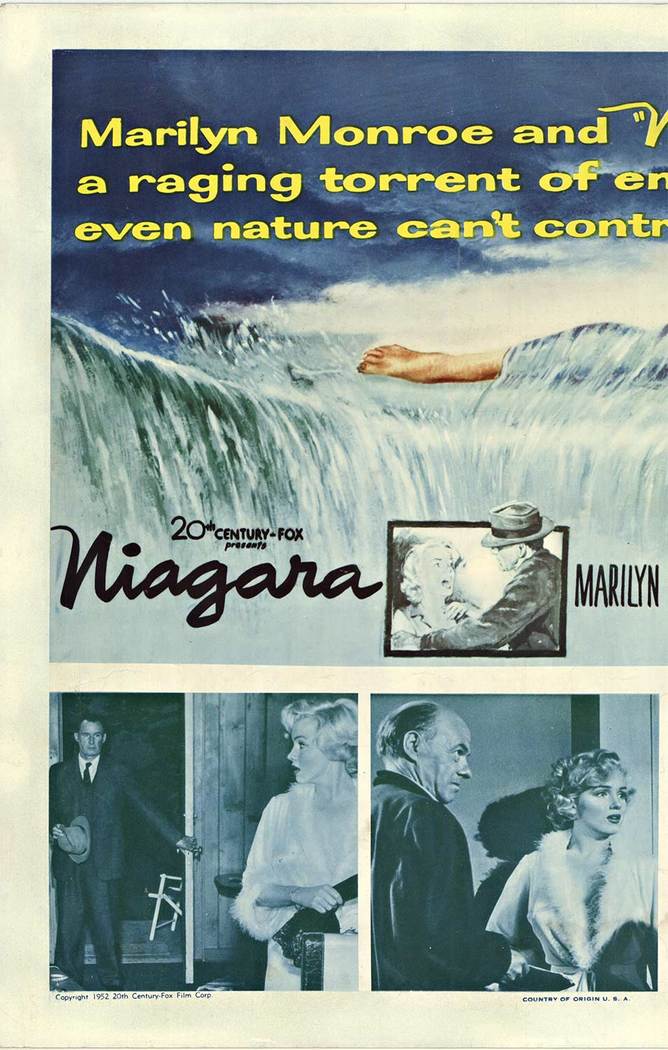 Original poster: Niagara 22” x 28” half-sheet vintage movie poster for Marilyn Monroe film. (1953) Profession acid-free paper backed for conservancy and entirely unrestored original U.S. 22” x 28” half-sheet poster, long considered the best layout fo