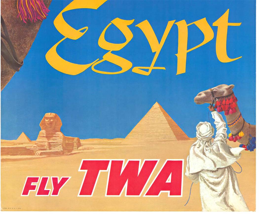 David Klein - EGYPT FLY TWA - Camel - Lithograph - 25" X 40"