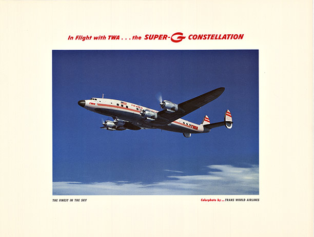 constellation aircraft in the air, twa poster