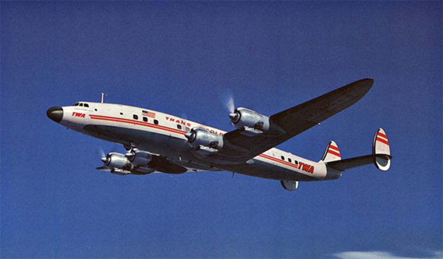 constellation aircraft in the air, twa poster