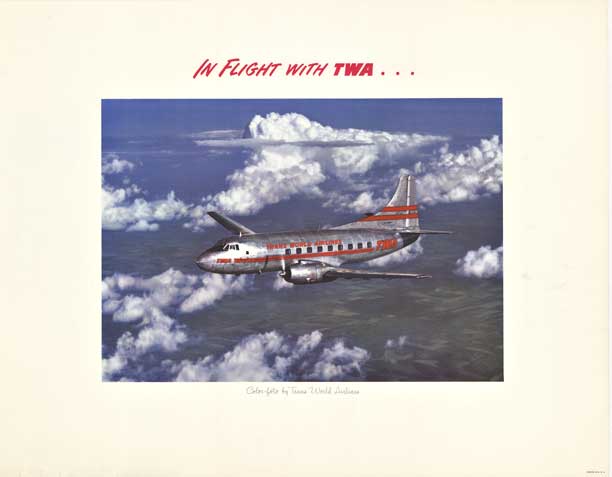 early TWA aircraft in the air, TWA poster