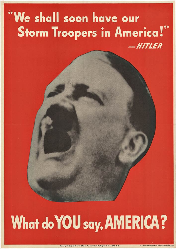 Hitler, US military poster, linen backed, 1942 original.