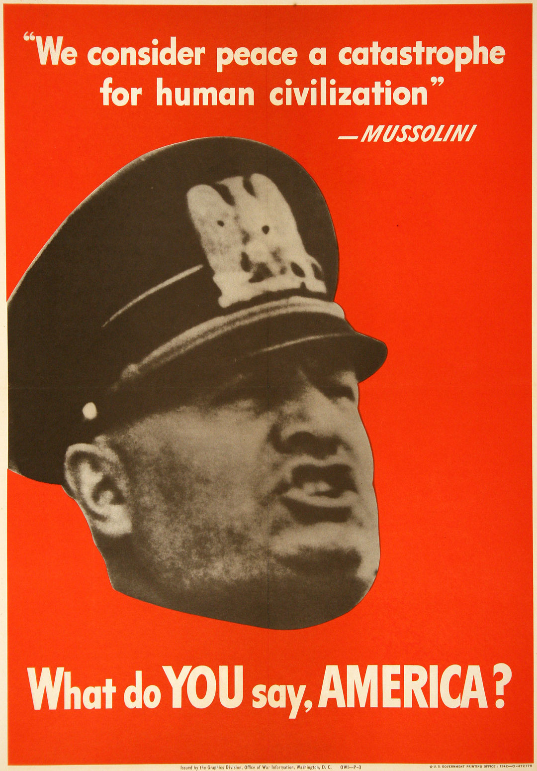 Mussolini, us military poster, linen backed, original