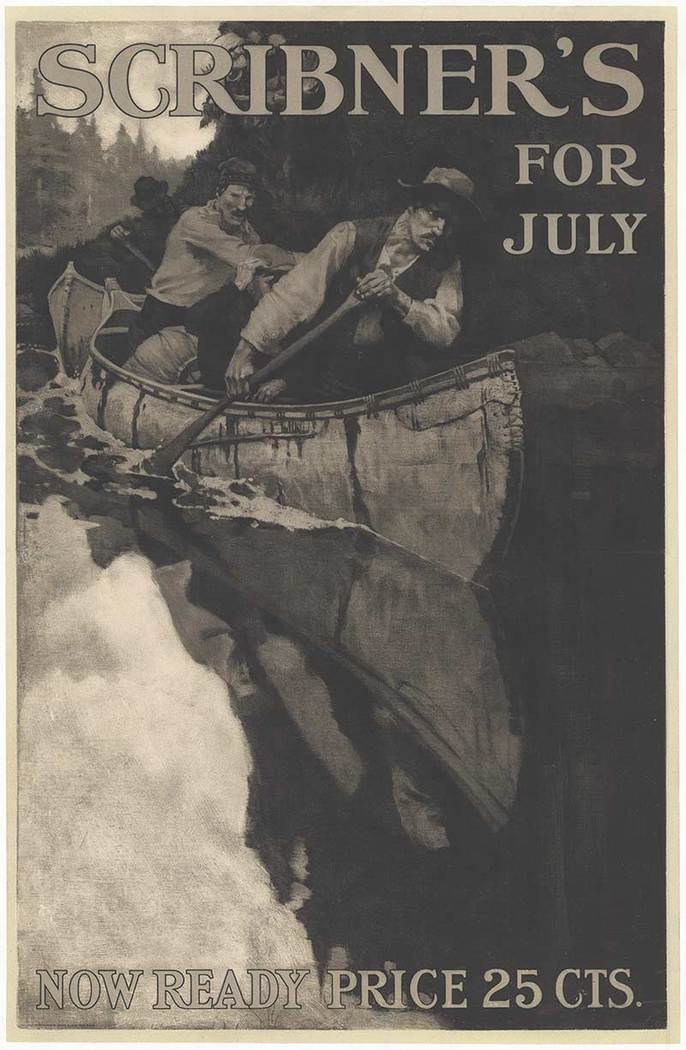 Original SCRIBNER'S FOR JULY, black and white, archival linen backed poster. This creation is for the magazine as a promotion; most likely displayed at a newspaper stand in the 1890's. <br>We have been unable to find any other documented copy to provide