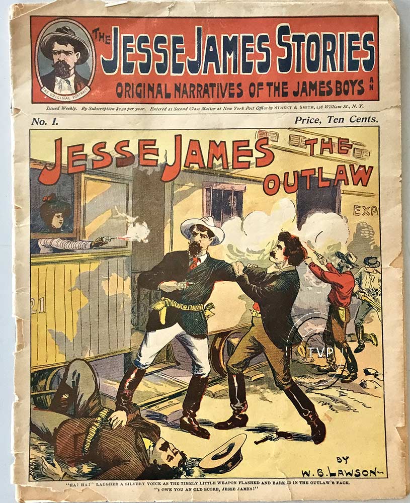 Original first edition, Number 1, 1901: Jesse James "The Outlaw". A magazine with the stories of Jessie James. Maybe a precursor to the comic book of today. This has not been restored and is complete without the back cover. <br> <br>Additional ref