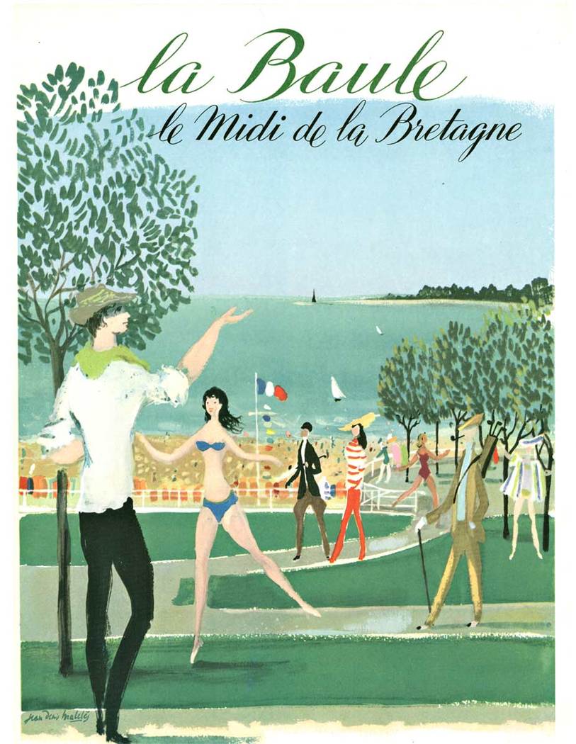 sports, dancers, walkers, sea scape, French poster