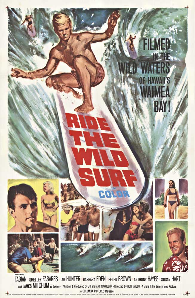 Ride the wild surf movie psodter. Blond guy surfing.