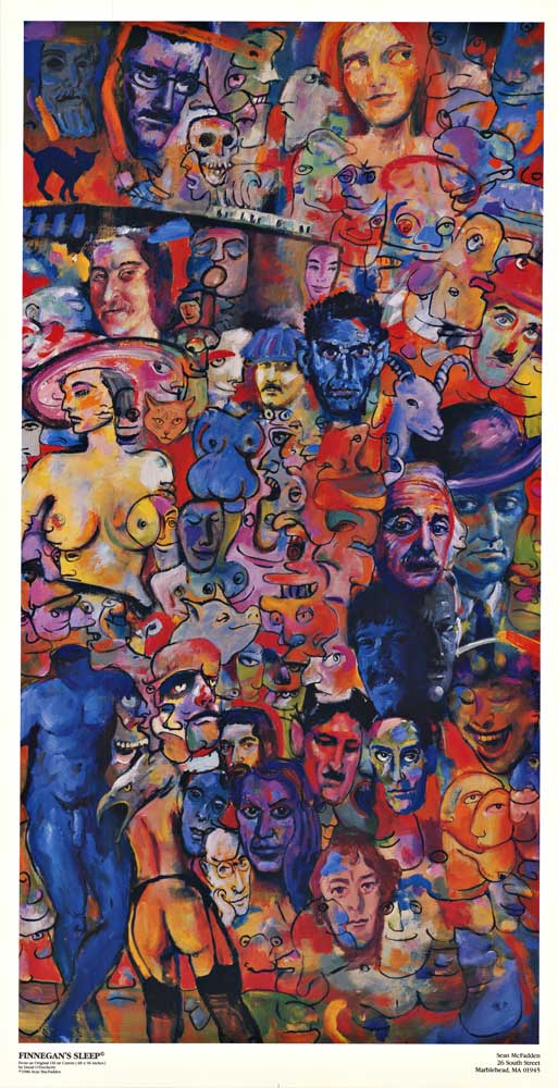 Finnegan's sleep, collage of faces, narrow poster, poster art, rare poster, posters for sale