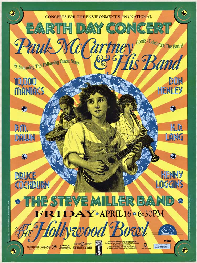 Original 1993 Earth Day Concert with Paul McCartney and his Band at The Hollywood Bowl. <br>Artist: Dennis Loren.