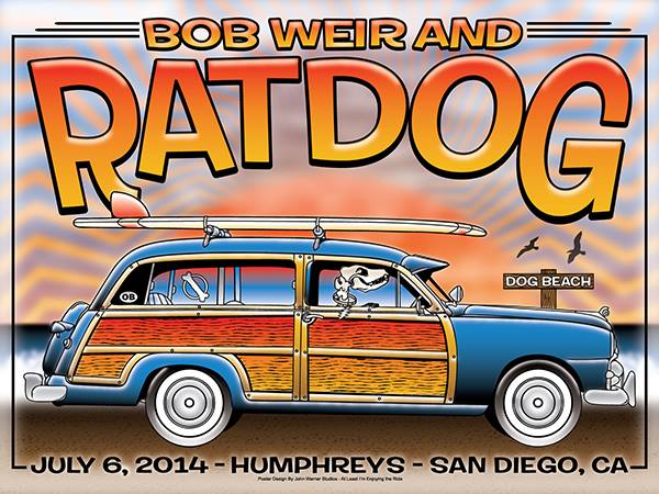 Original BOB WEIR and RAT DOG gig poster, concert poster. Artist John Warner. 2014 horizontal. Great condition.