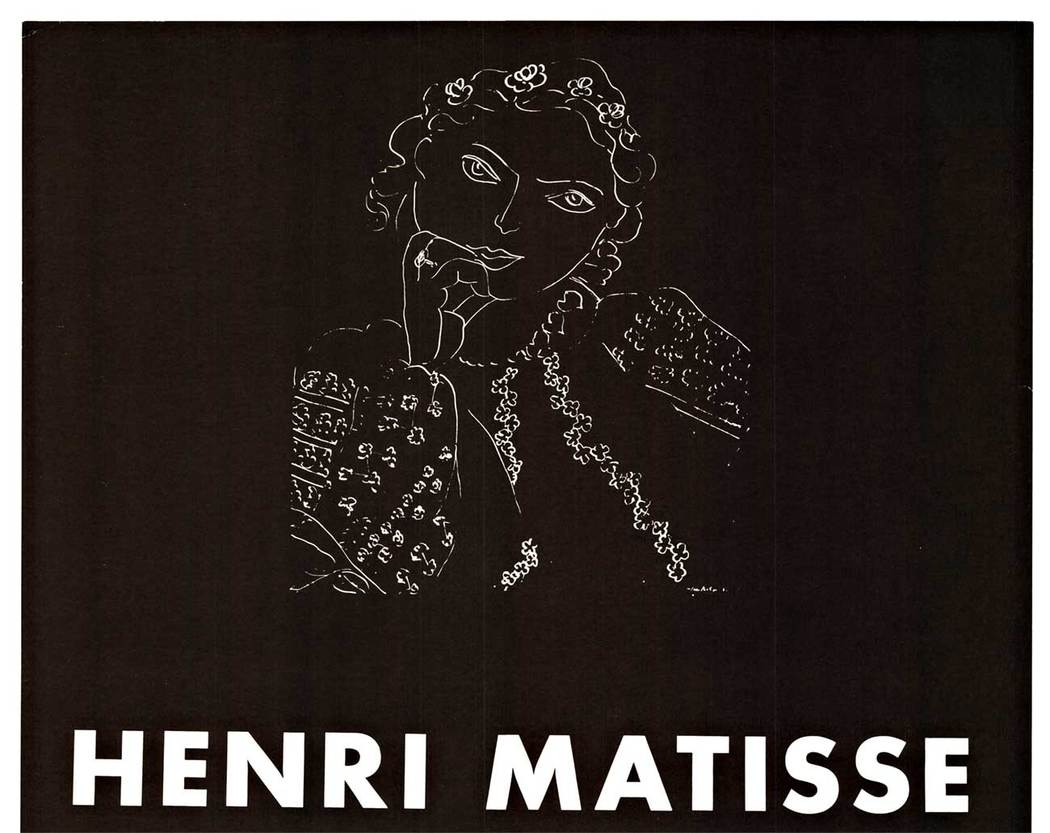 Original vintage exhibition poster: HENRI MATISSE EXHIBITION. From Southern California Museums and Collectors, Frank Perls Gallery. Beverly Hills, California. Professional acid-free archival linen backed, excellent condition; ready to frame. Th