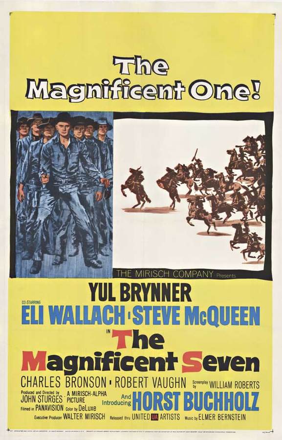Original poster: THE MAGNIFICENT SEVEN. <br>Archival linen backed with the original theater fold marks restored. This Iconic movie poster is ready to frame. <br> <br>This magnificent one sheet with dramatic portraits of the seven gunfighters, <br> <br>