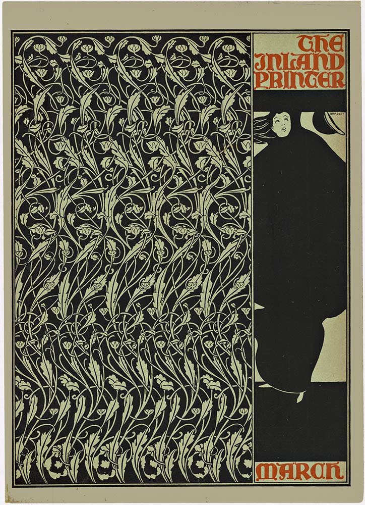original william bradly, inland printer, march, art nouveau, rare poster, valuable print, turn of the century original, authentic lithograph,