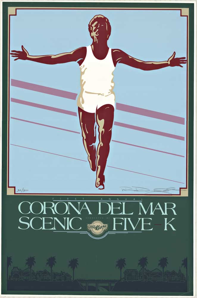 Corona del Mar, California Art, runner, Orange County, CA, marathon, numbered poster, signed poster