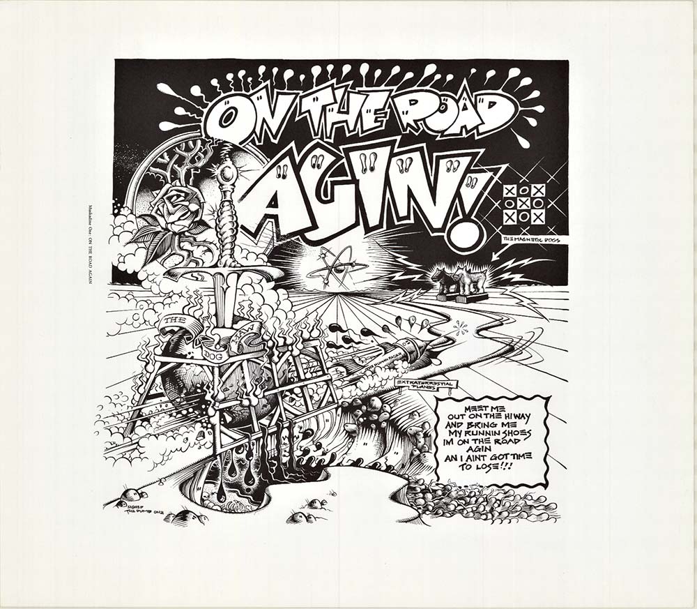 BLACK AND WHITE, ALBUM COVER, CARTOON LIKE, ORIGINAL, psychedelic