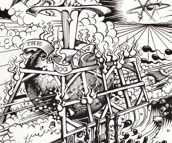 BLACK AND WHITE, ALBUM COVER, CARTOON LIKE, ORIGINAL, psychedelic
