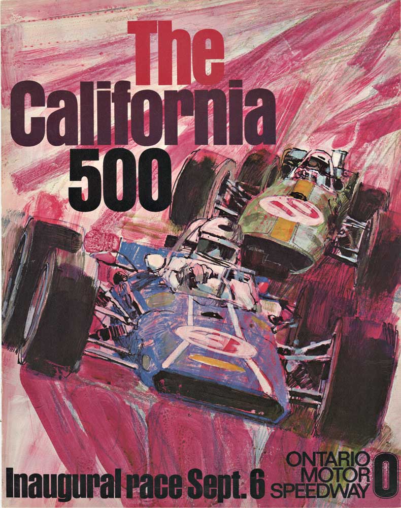 car, car race, linen backed, original poster, California race track, fine condition