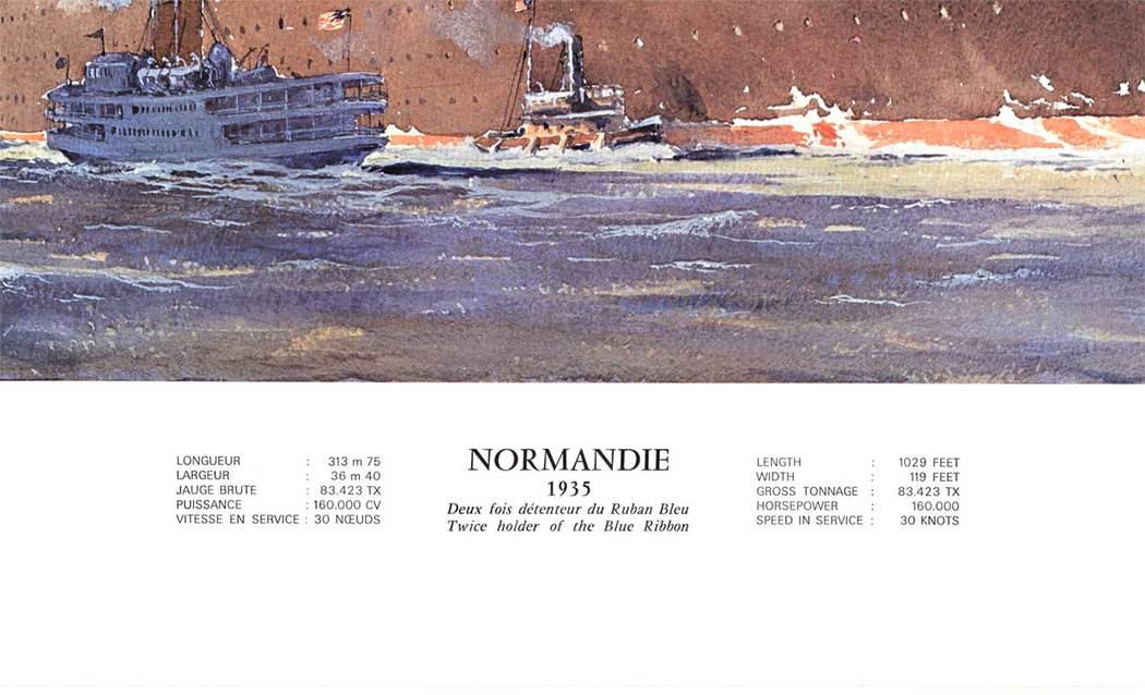 ship, cruise line Normandie, horizontal format, print, excellent condition, ocean liner, cruise liner,
