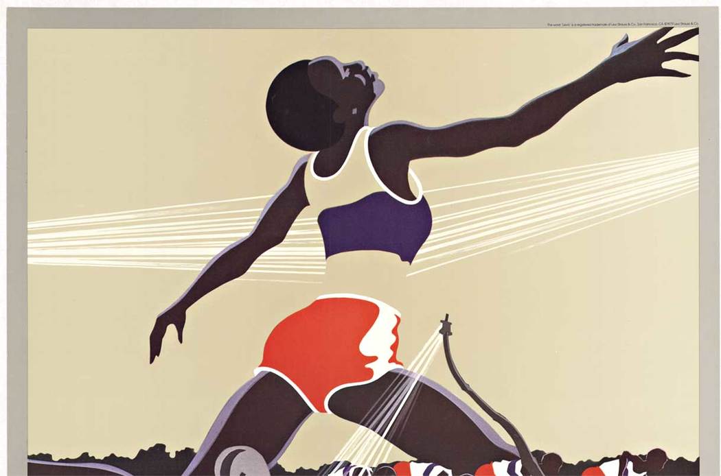 track and field, runner, archer, map of africa, original poster, linen backed, authentic, sports poster