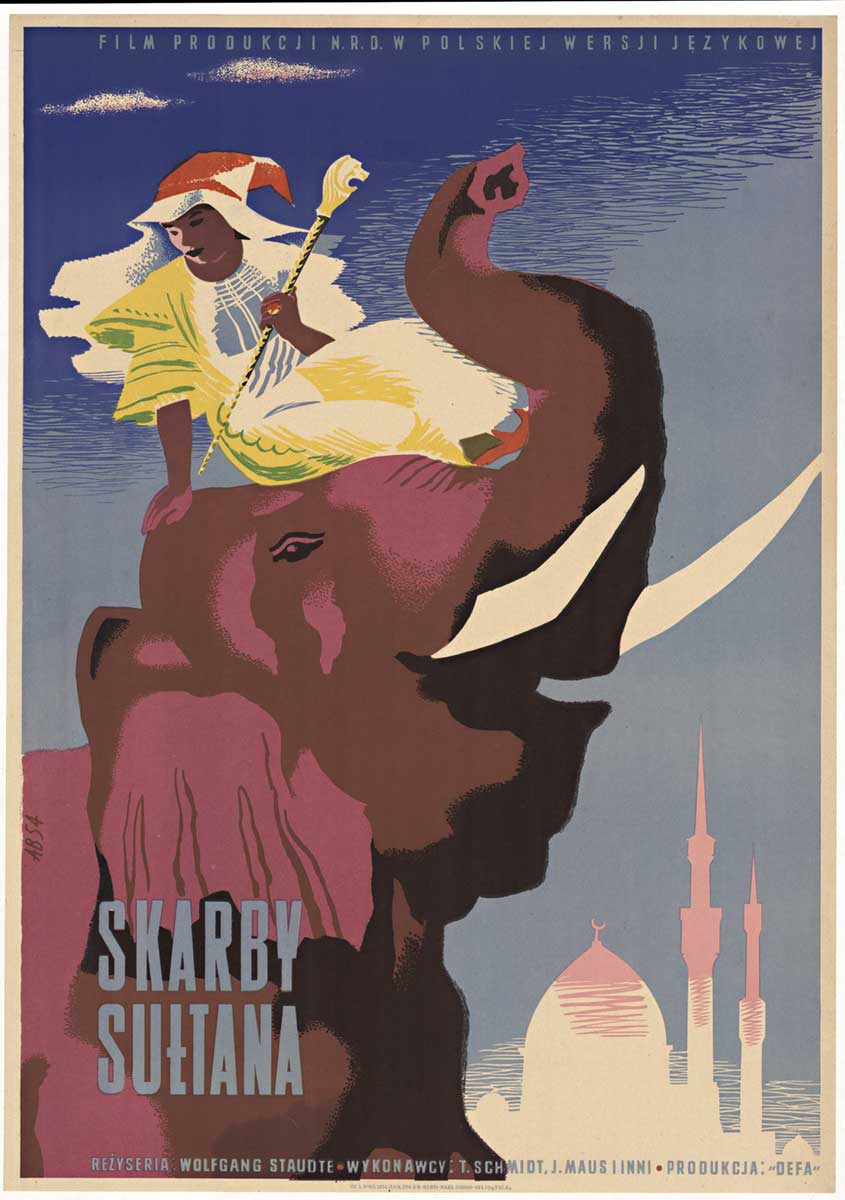 elephant, mosque, church, polish poster, original poster, boy,
