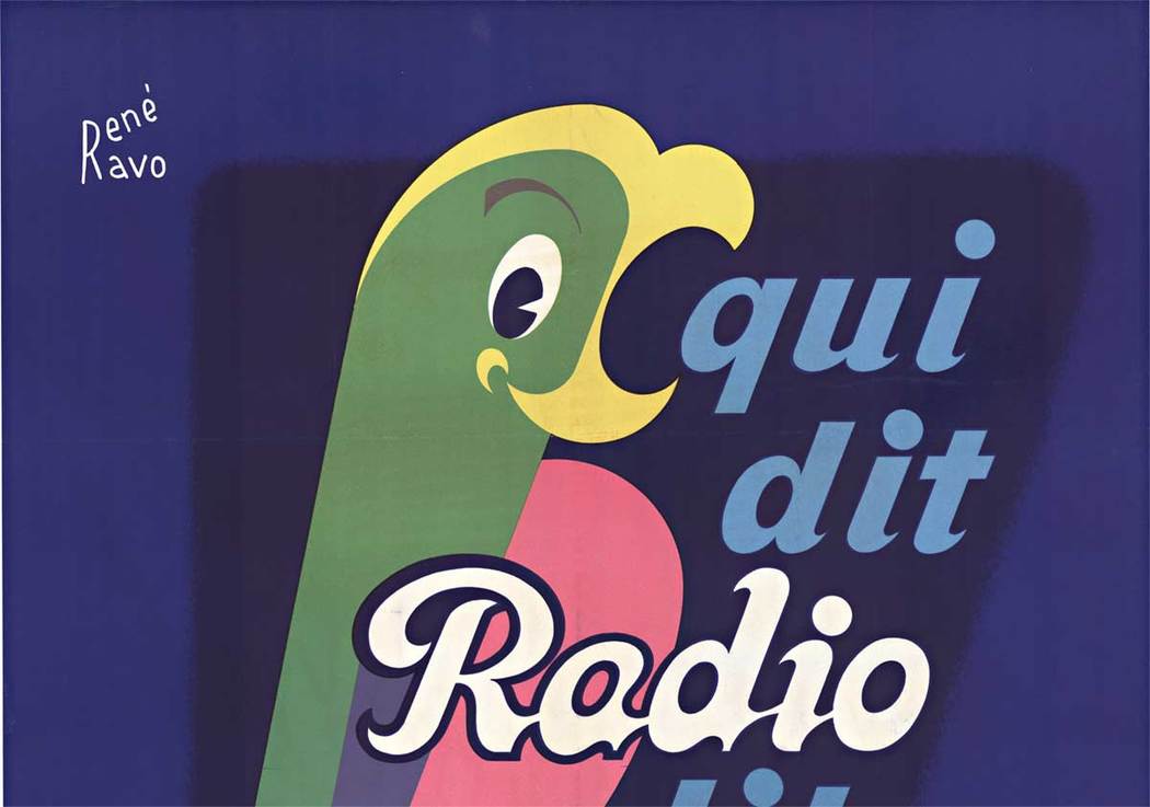 parrot, radio, linen backed, televiison, orignal poster, poster art, posters for sale, auathentic poster, the vintage poster, IVPDA,